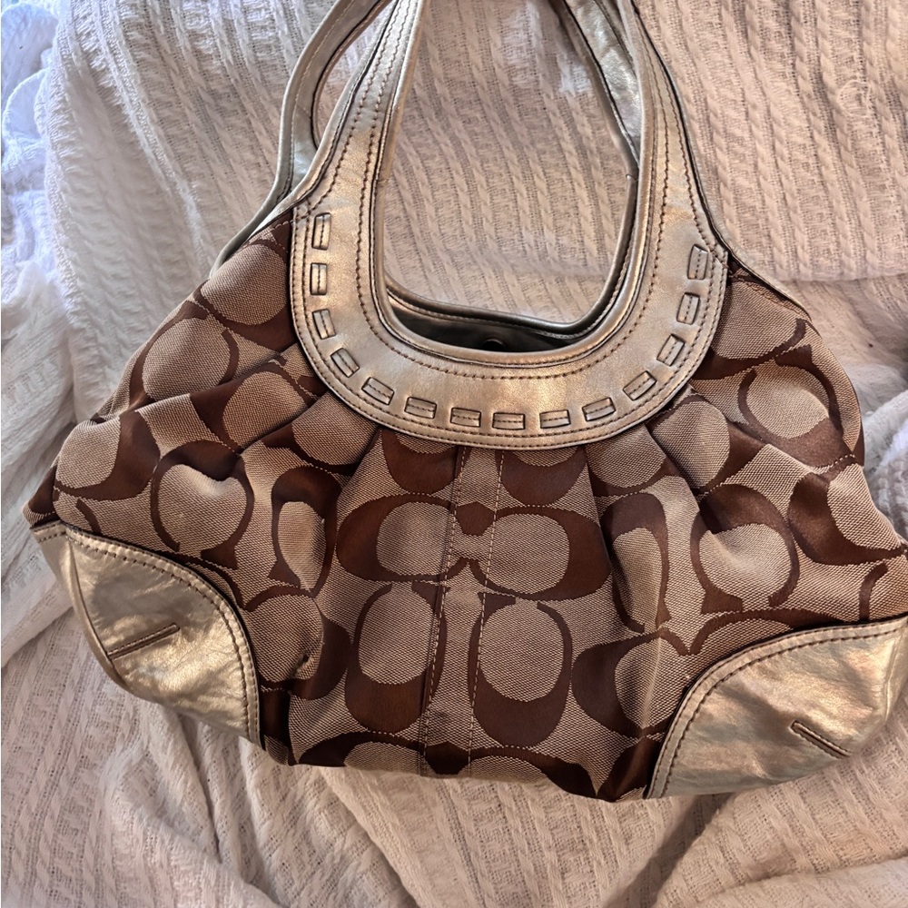 Vintage Coach Ergo Hobo – Signature Jacquard & Rare Silver Leather Trim